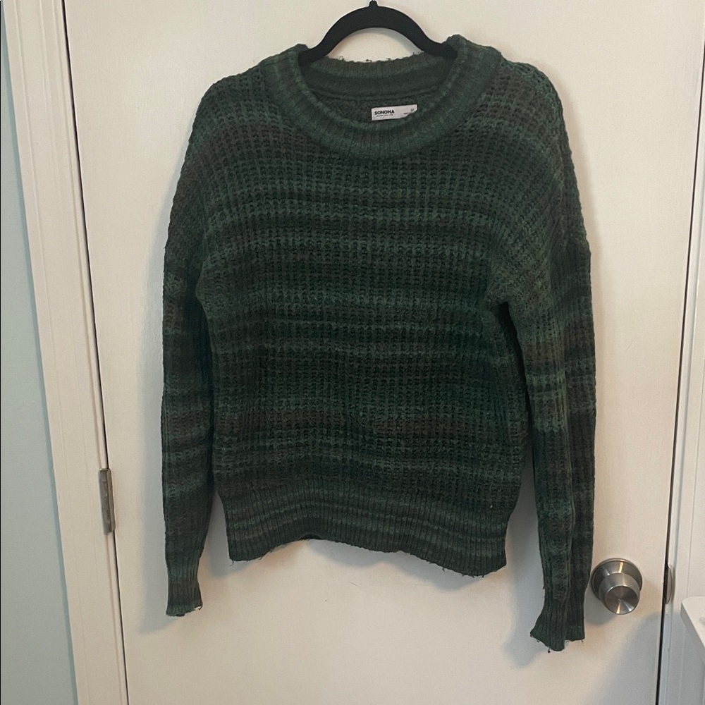 Sonoma Forest Green Striped Sweater womens size medium